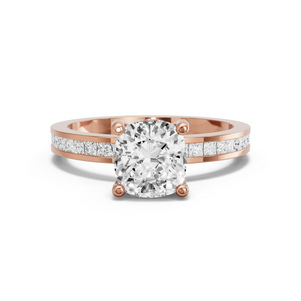 Image for Square Cushion Pave Basket Ring with Channel band