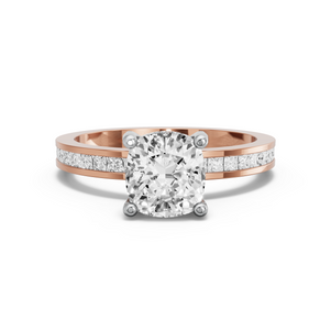 Image for Square Cushion Pave Basket Ring with Channel band