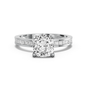 Image for Square Cushion Pave Basket Ring with Channel band