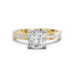 Image for Square Cushion Pave Basket Ring with Channel band