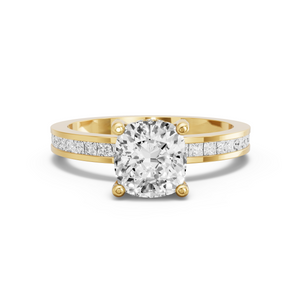 Image for Square Cushion Pave Basket Ring with Channel band