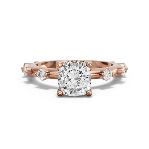 Image for Square Cushion Pave Basket Ring with Floating Station band