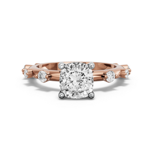 Image for Square Cushion Pave Basket Ring with Floating Station band