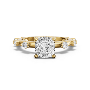 Image for Cushion Pave Basket Ring with Floating Station band