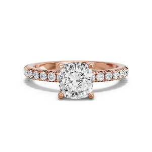 Image for Square Cushion Pave Basket Ring with French Pave band