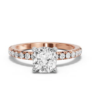 Image for Square Cushion Pave Basket Ring with French Pave band