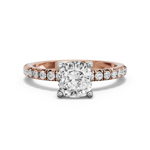 Image for Square Cushion Pave Basket Ring with French Pave band