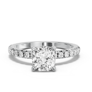Image for Square Cushion Pave Basket Ring with French Pave band