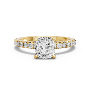 Image for Square Cushion Pave Basket Ring with French Pave band