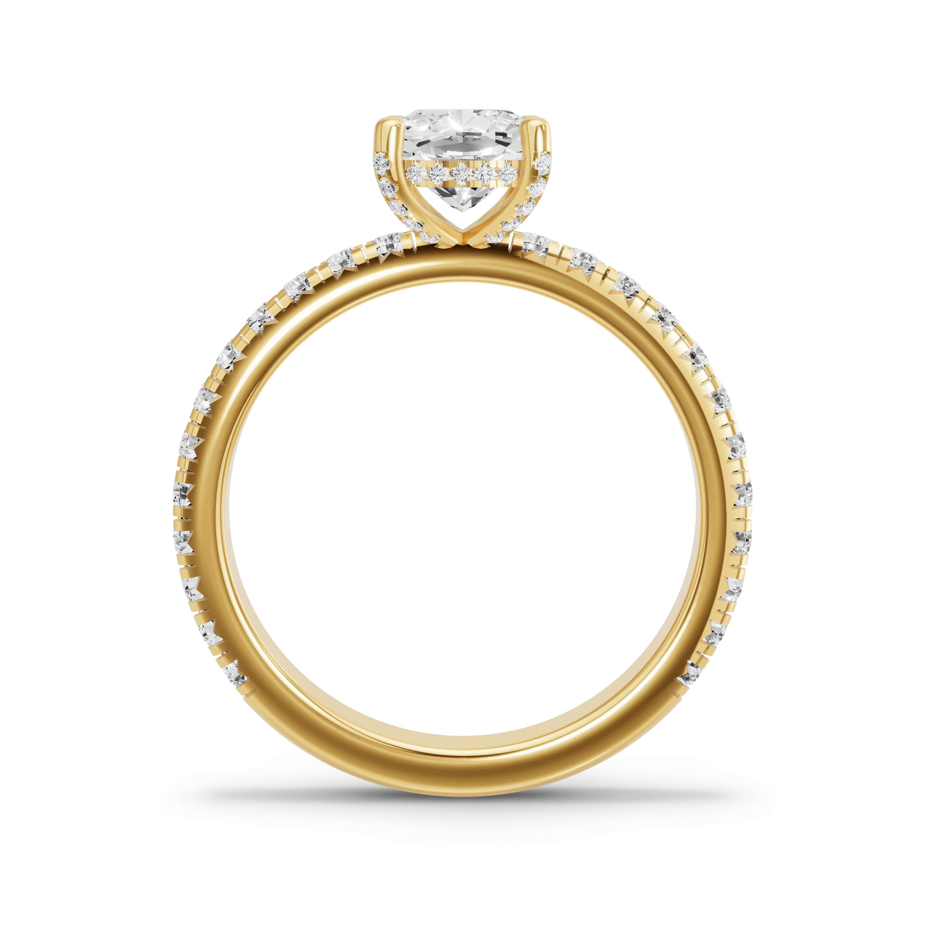 Image for Square Cushion Pave Basket Ring with French Pave band in 10K Yellow Gold