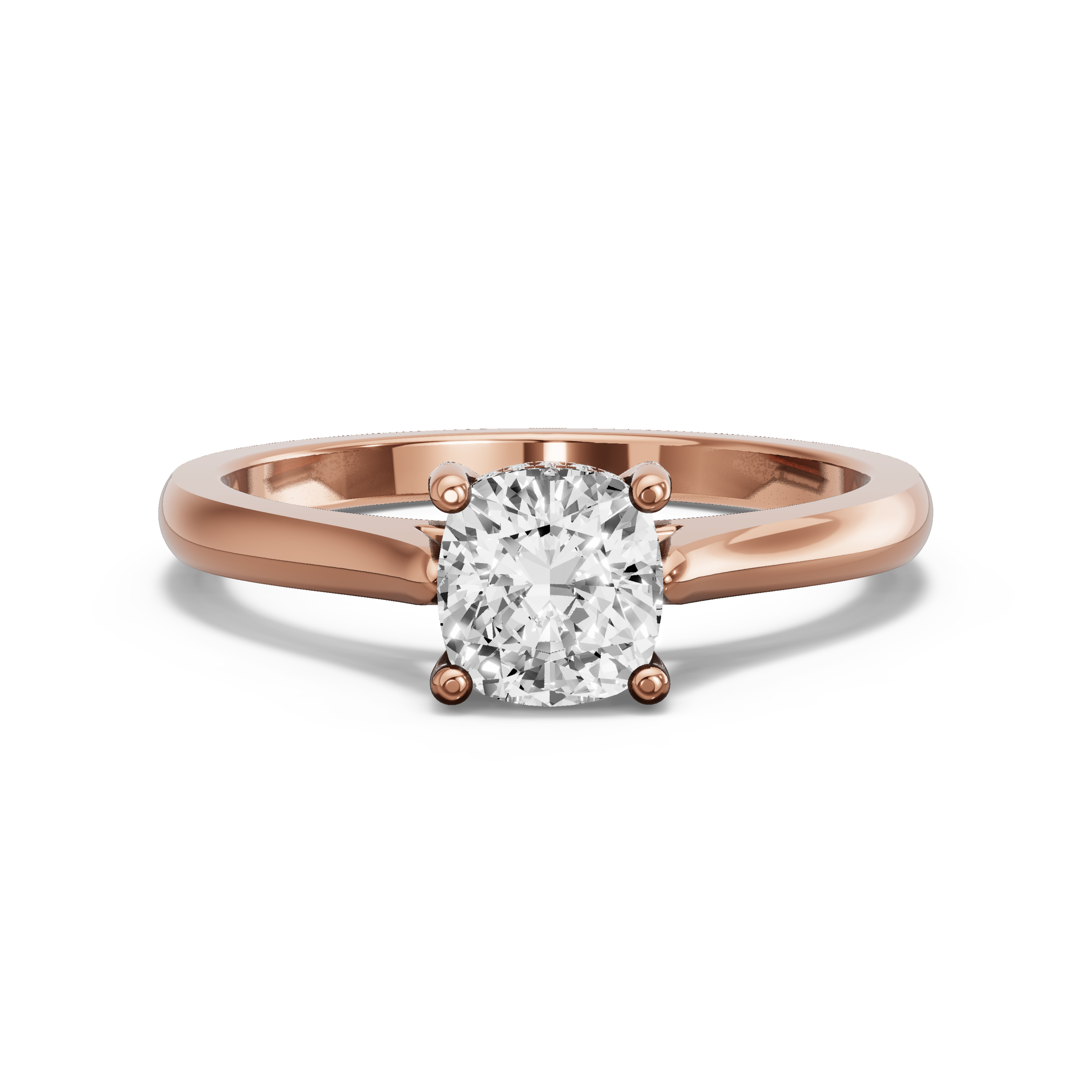Image for Square Cushion Pave Basket Ring with Knife Edge Cathedral band in 14K Rose Gold