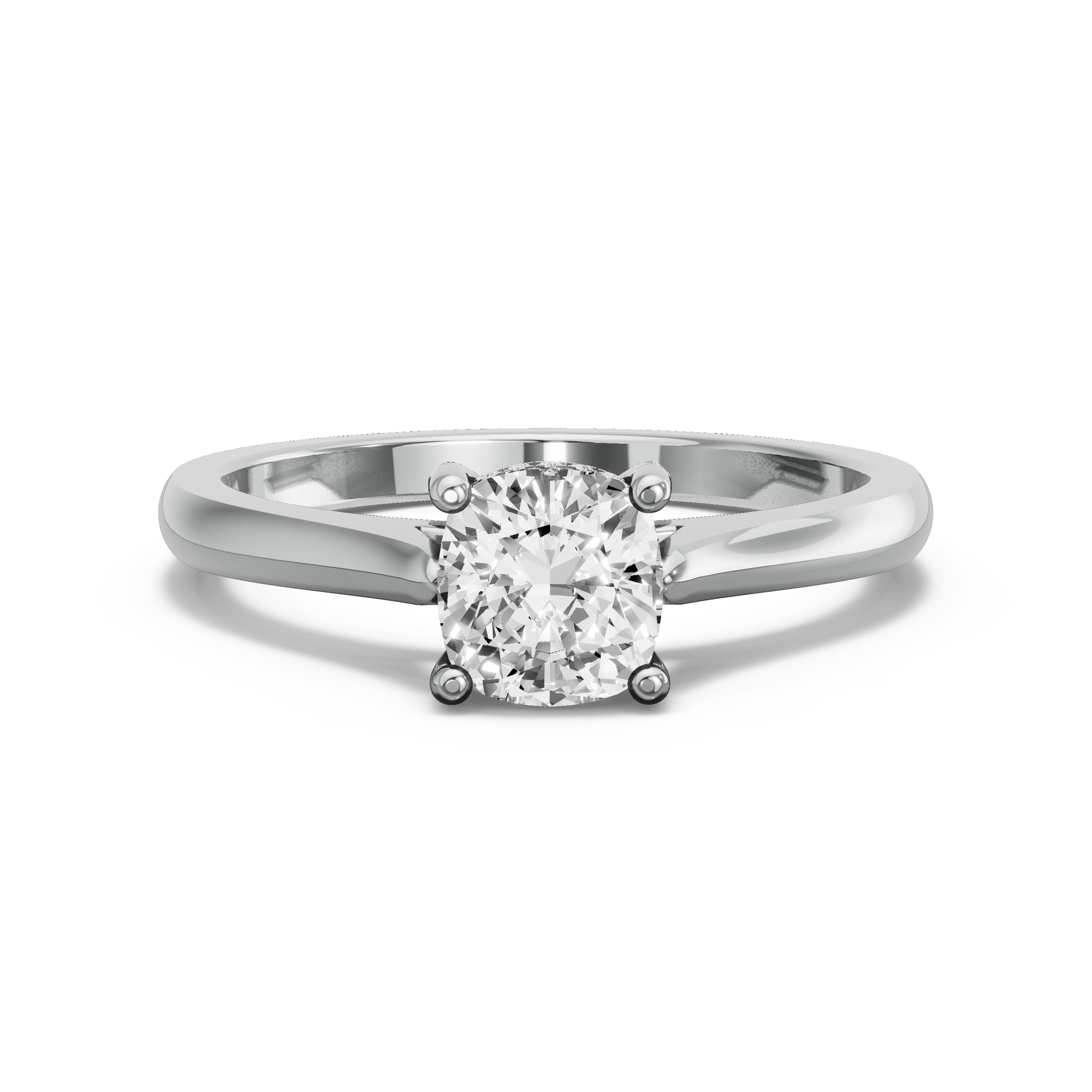 Image for Square Cushion Pave Basket Ring with Knife Edge Cathedral band in 14K White Gold