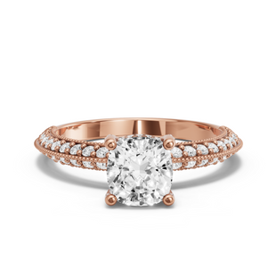 Image for Cushion Pave Basket Ring with Knife Edge Pave band