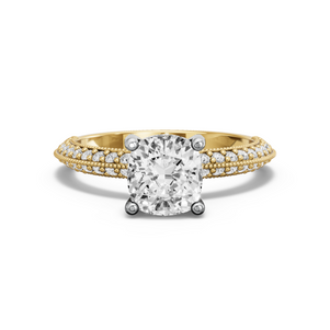 Image for Square Cushion Pave Basket Ring with Knife Edge Pave band