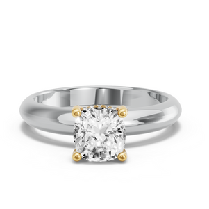 Image for Cushion Pave Basket Ring with Knife Edge Solitaire band