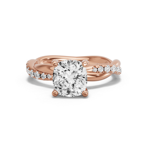 Image for Square Cushion Pave Basket Ring with Rope Pave band