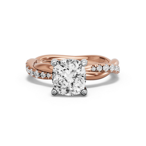 Image for Square Cushion Pave Basket Ring with Rope Pave band