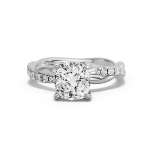 Image for Square Cushion Pave Basket Ring with Rope Pave band