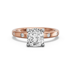 Image for Square Cushion Pave Basket Ring with Sleek Accent band