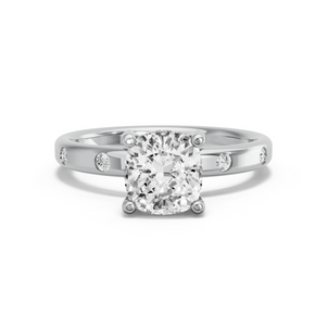 Image for Square Cushion Pave Basket Ring with Sleek Accent band