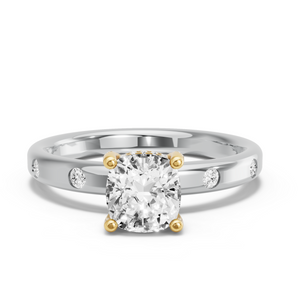 Image for Cushion Pave Basket Ring with Sleek Accent band