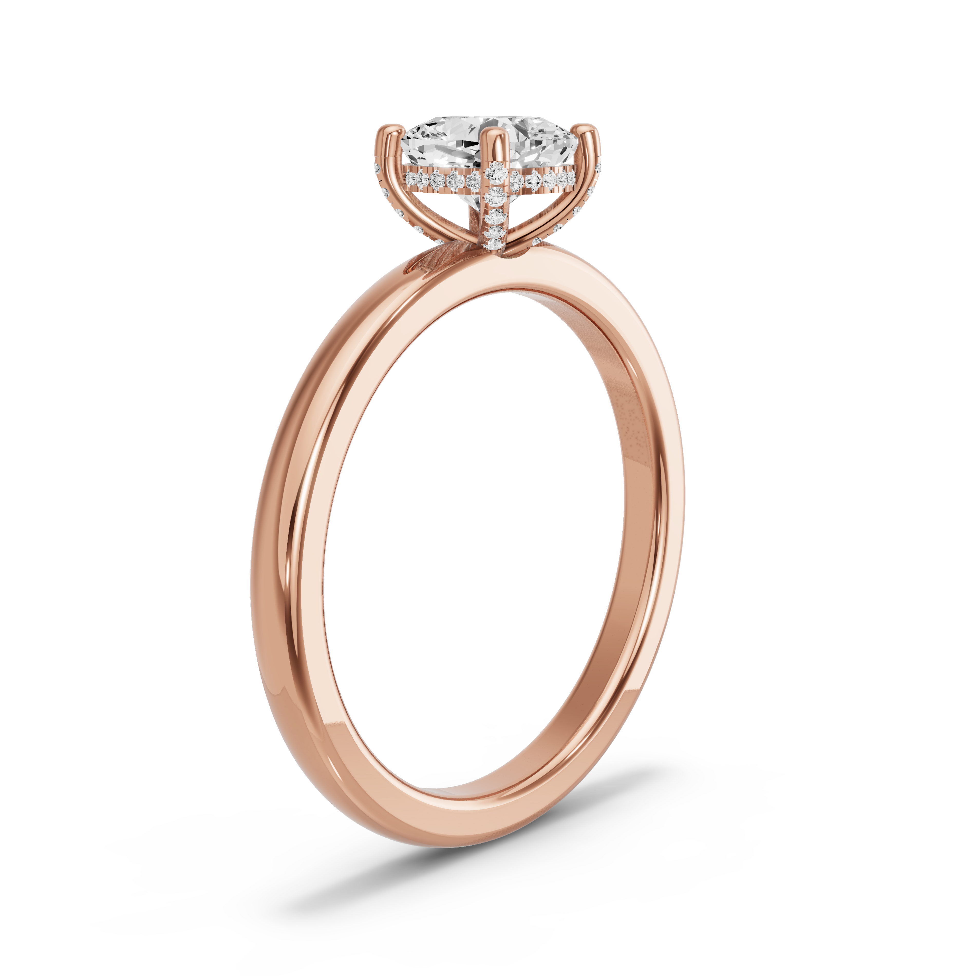 Image for Square Cushion Pave Basket Ring with Solitaire band in 14K Rose Gold