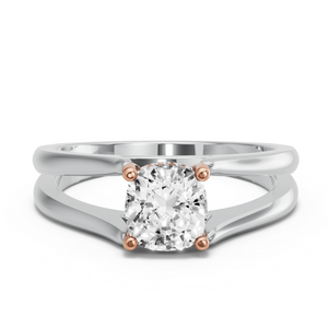 Image for Cushion Pave Basket Ring with Split Ring Solitaire band