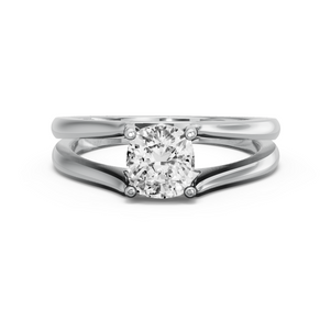 Image for Square Cushion Pave Basket Ring with Split Ring Solitaire band