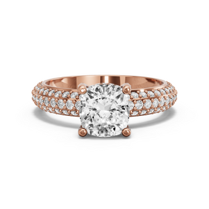 Image for Square Cushion Pave Basket Ring with Triple Row Pave band