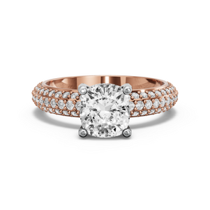 Image for Square Cushion Pave Basket Ring with Triple Row Pave band