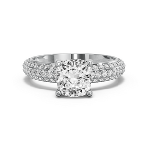 Image for Square Cushion Pave Basket Ring with Triple Row Pave band