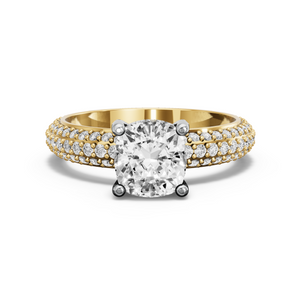 Image for Square Cushion Pave Basket Ring with Triple Row Pave band