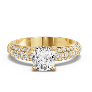 Image for Square Cushion Pave Basket Ring with Triple Row Pave band