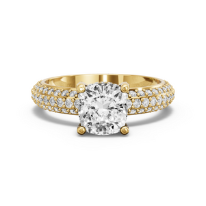 Image for Square Cushion Pave Basket Ring with Triple Row Pave band