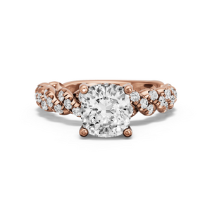 Image for Cushion Pave Basket Ring with Twist Pave band
