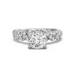 Image for Cushion Pave Basket Ring with Twist Pave band