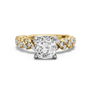 Image for Cushion Pave Basket Ring with Twist Pave band