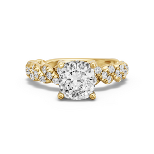 Image for Cushion Pave Basket Ring with Twist Pave band