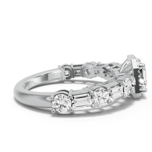 Image for Asscher Pave Halo Ring with Alternating Baguette band