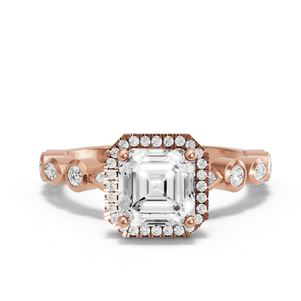 Image for Asscher Pave Halo Ring with Alternating Marquise band