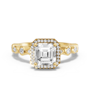 Image for Asscher Pave Halo Ring with Alternating Marquise band