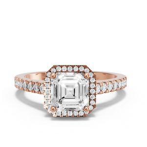 Image for Asscher Pave Halo Ring with Cathedral Pave band