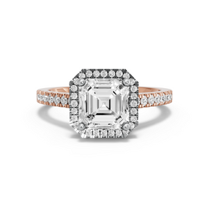 Image for Asscher Pave Halo Ring with Cathedral Pave band
