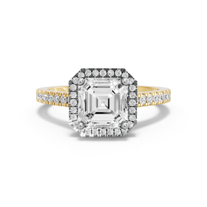 Image for Asscher Pave Halo Ring with Cathedral Pave band