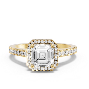 Image for Asscher Pave Halo Ring with Cathedral Pave band