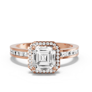 Image for Asscher Pave Halo Ring with Channel band