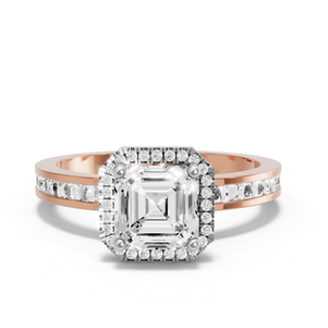 Image for Asscher Pave Halo Ring with Channel band
