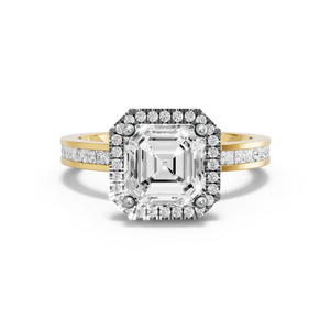 Image for Asscher Pave Halo Ring with Channel band