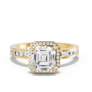 Image for Asscher Pave Halo Ring with Channel band