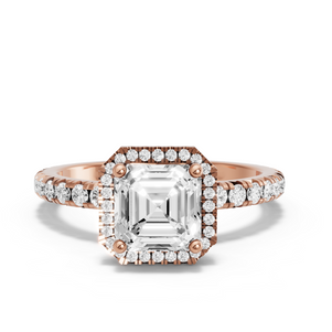 Image for Asscher Pave Halo Ring with French Pave band